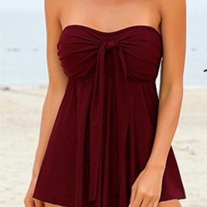 Halter or strapless bandeau tummy control tankini. NWT.